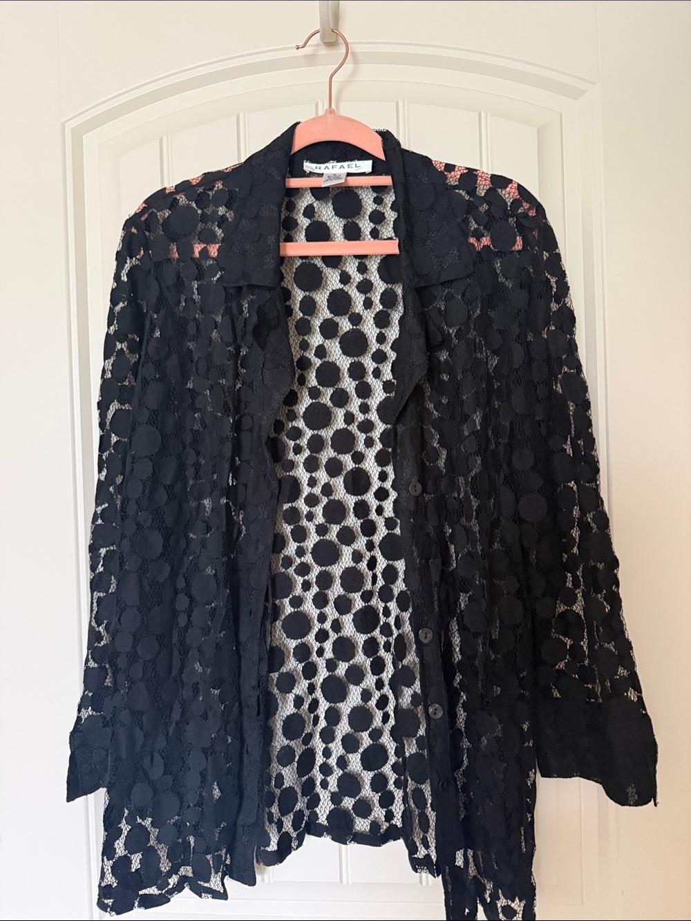 Black Lace Button-Front Blouse/Jacket